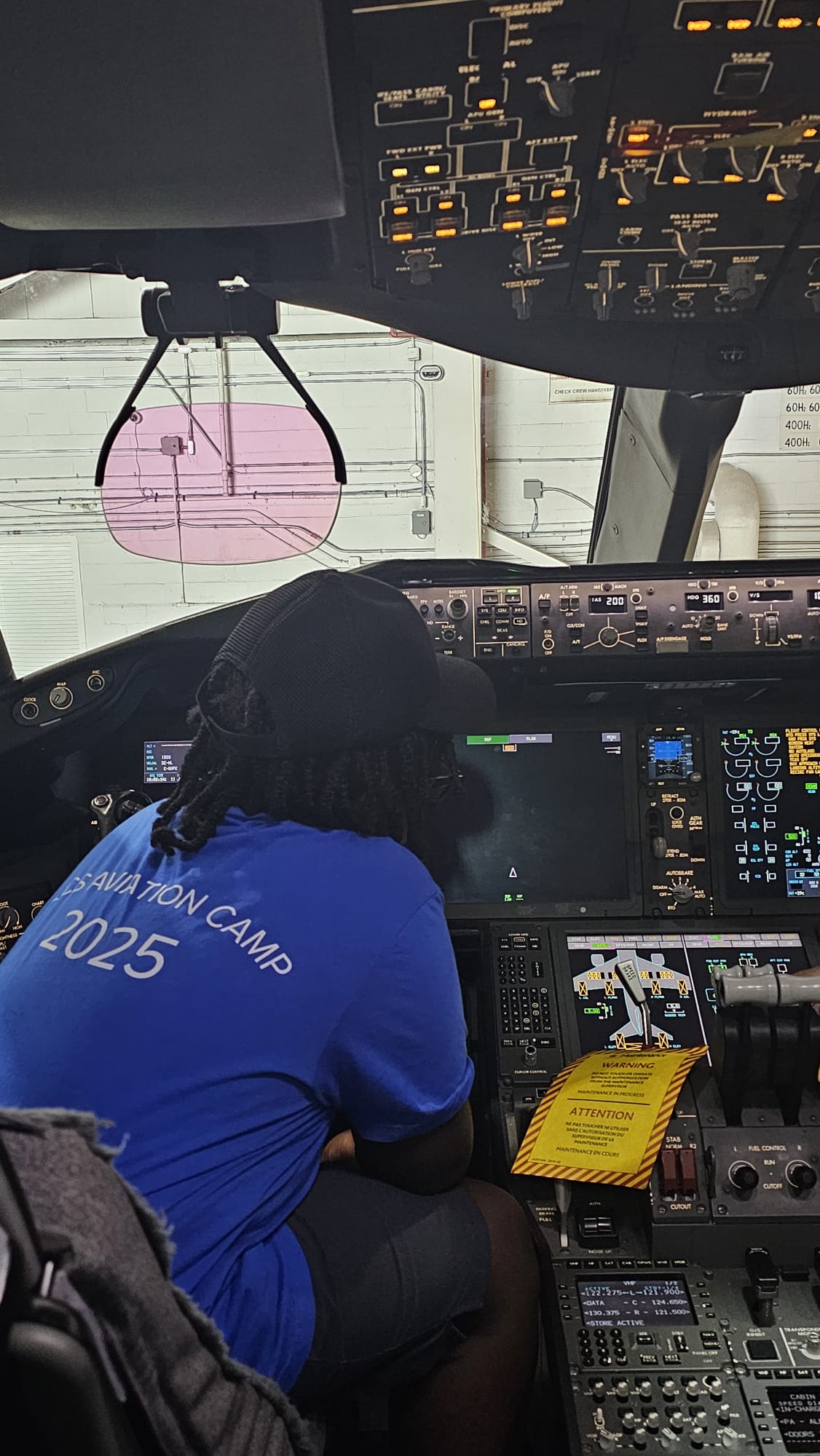 Student in real cockpit